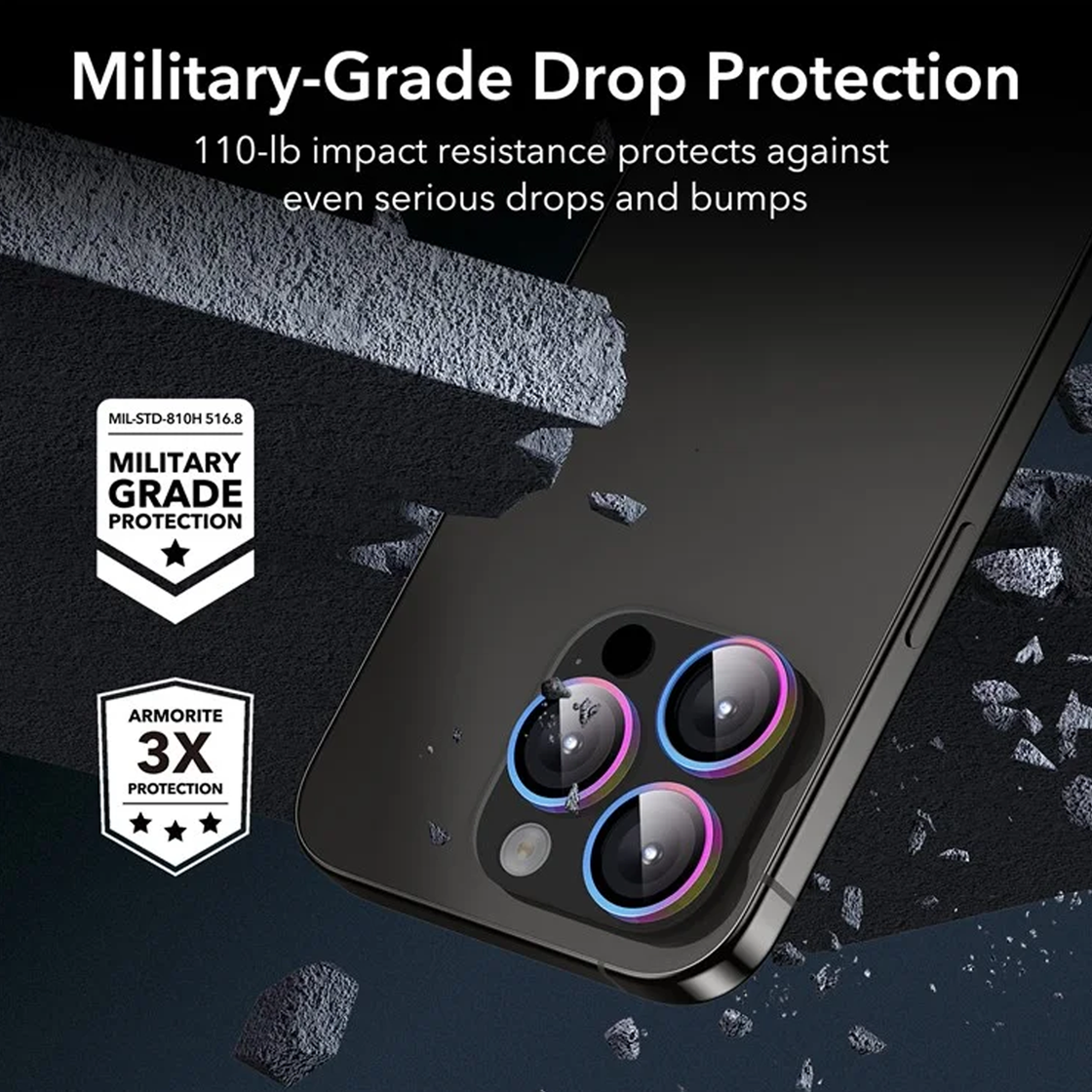 ESR - iPhone 15 Pro / 15 Pro Max - Protector de camara Armorite Lens - Chromatic