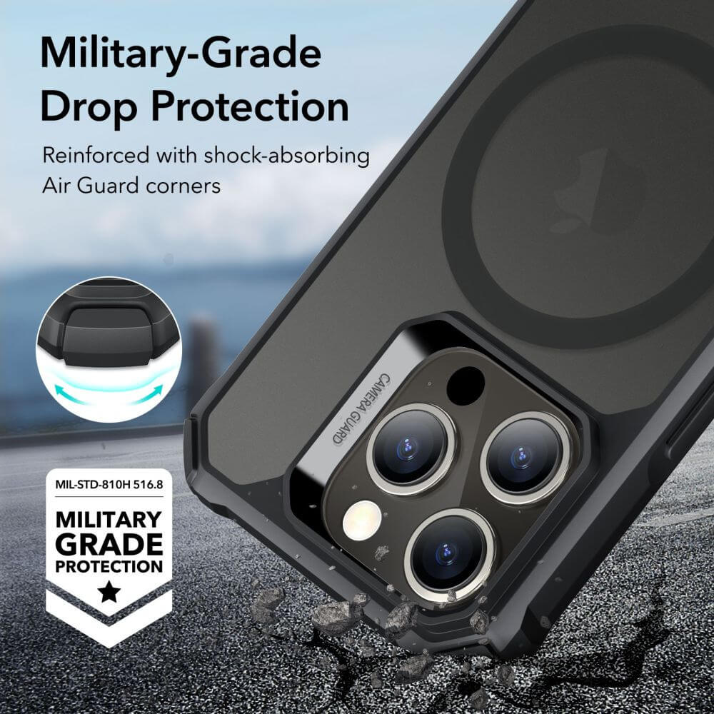 ESR - iPhone 15 Pro Max - Carcasa Air Armor Clear Case (HaloLock) - Frosted Black