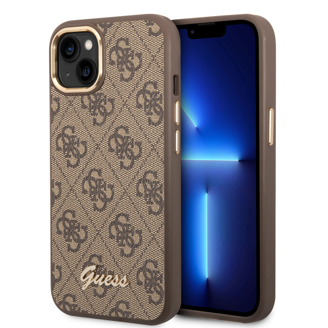 Guess - iPhone 14 Pro Max - Carcasa HC PC TPU 4G PU Metal Outline Script - Brown