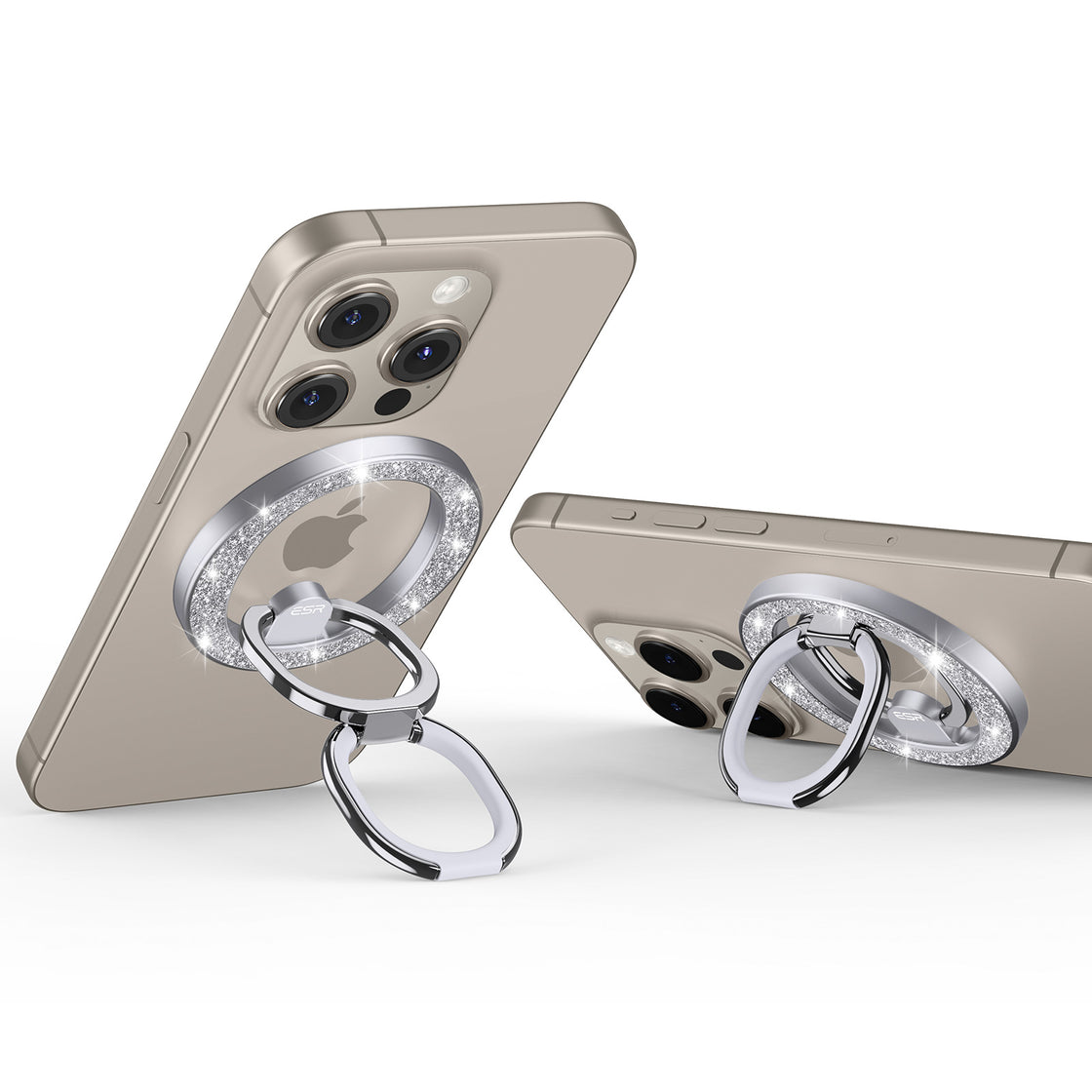 ESR - Soporte magnetico HaloLock Ring Stand - Rhinestone Silver