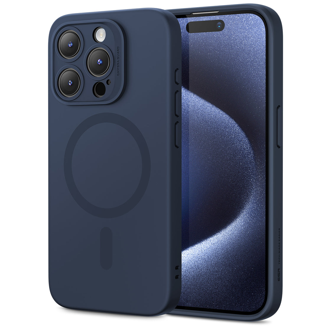 ESR - iPhone 15 Pro Max - Carcasa Cloud Soft Case (HaloLock) - Dark Blue