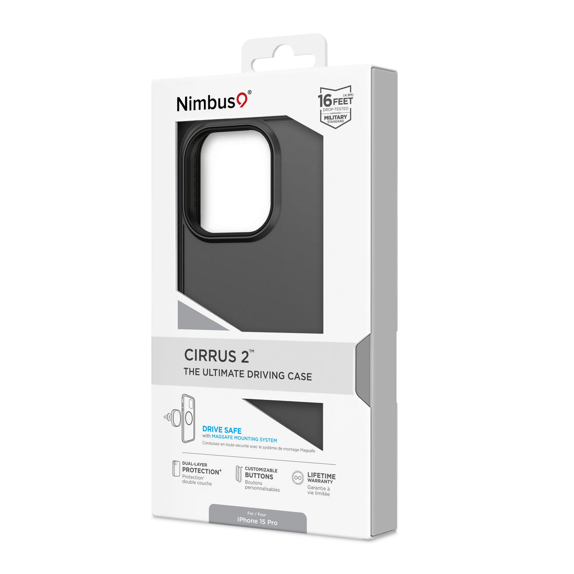 Nimbus9 - iPhone 15 Pro - Carcasa Cirrus 2 - Gunmetal Gray