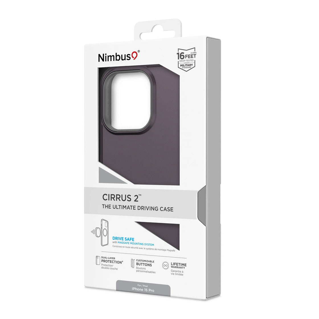 Nimbus9 - iPhone 15 Pro - Carcasa Cirrus 2 - Plum