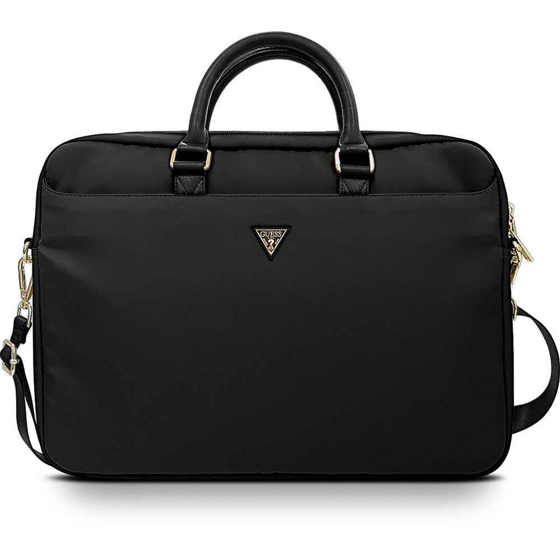 Guess - Maletín Computer Bag Nylon Metal Triangle Logo LTH 16 inch - Black