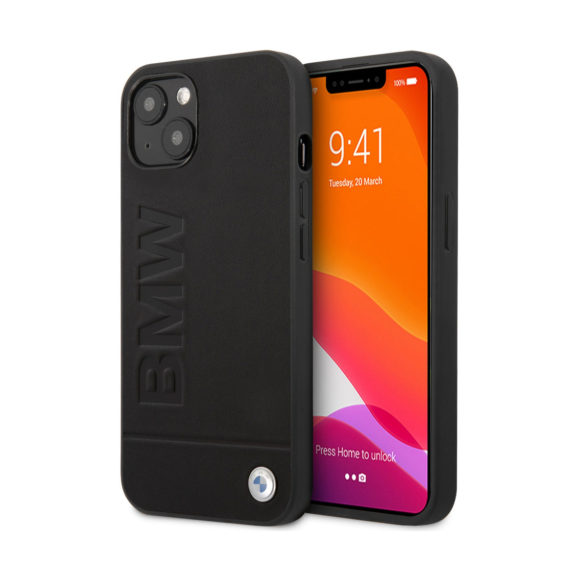 BMW - iPhone 13 - Carcasa HC LEATHER HOT STAMP BLACK