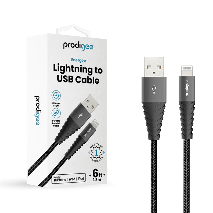 Prodigee - Cable de datos Energee Lightning 6ft - Negro