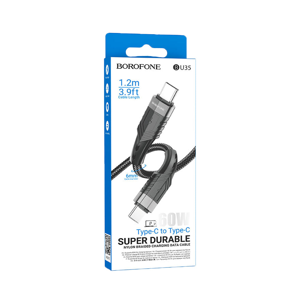Borofone - BU35 Type-C to Type-C Influence 60W charging data cable - negro