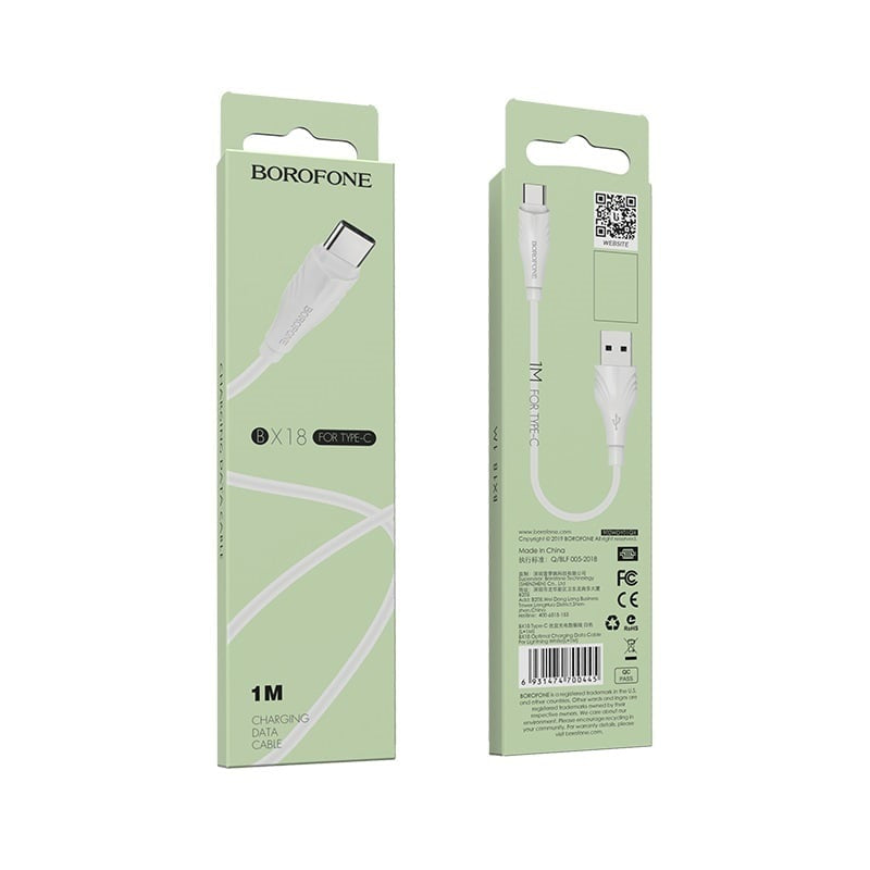 Borofone - BX18 Optimal charging data cable for Type-C(L=1M) - blanco