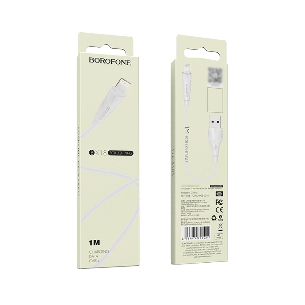 Borofone - BX18 Optimal charging data cable for iP(L=1M) - blanco