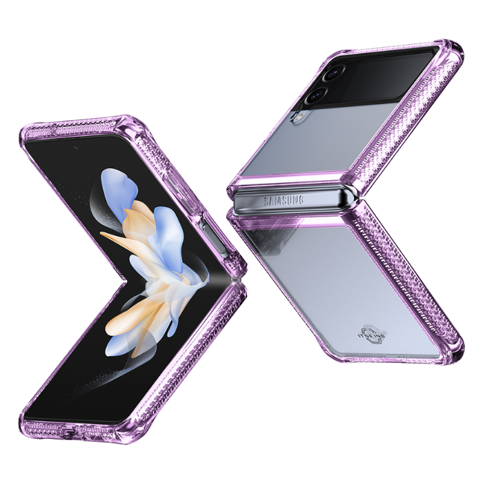 ITSKINS - Carcasa HYBRID R // CLEAR para Galaxy Z Flip 4 - Transparente Purple and transparent