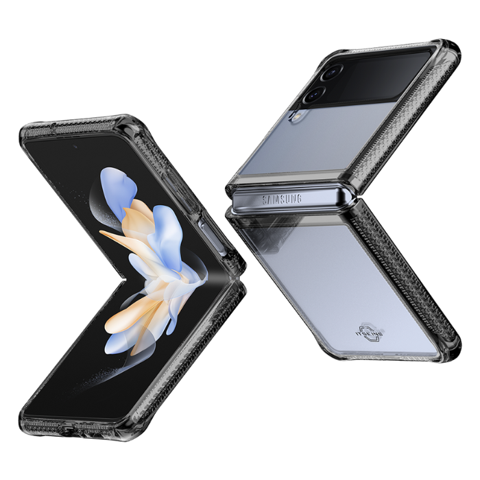 ITSKINS - Carcasa HYBRID R // CLEAR para Galaxy Z Flip 4 - Smoke and Transparent