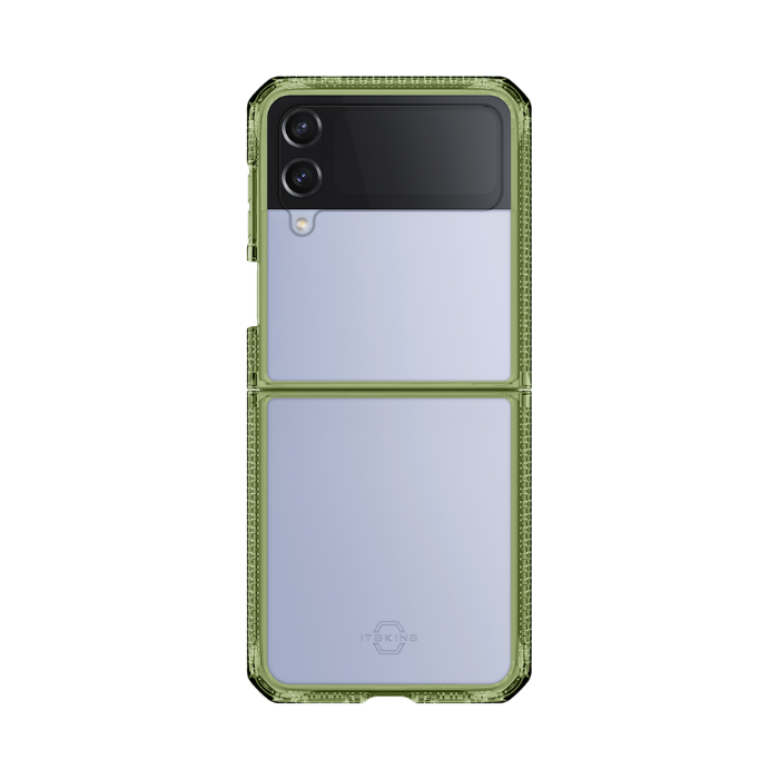 ITSKINS - Carcasa HYBRID R // CLEAR para Galaxy Z Flip 4 - Transparente Olive Green and transparent