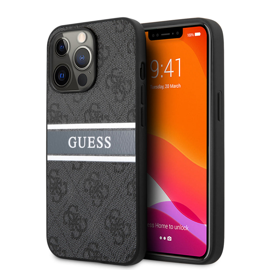Guess - iPhone 13 Pro - Carcasa HC PU 4G STRIPE GREY