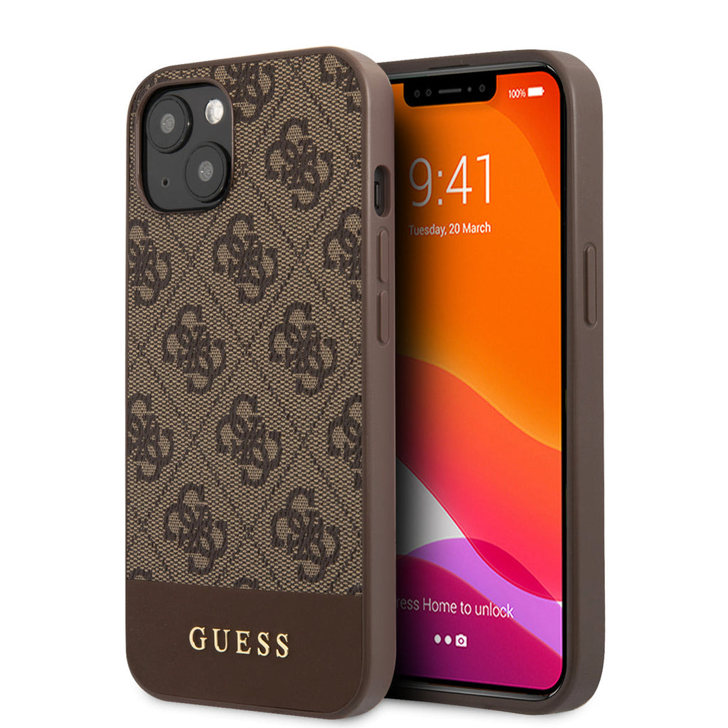 Guess - iPhone 13 Pro Max - Carcasa HC PC/TPU 4G PU BOTTOM STRIPE BROWN