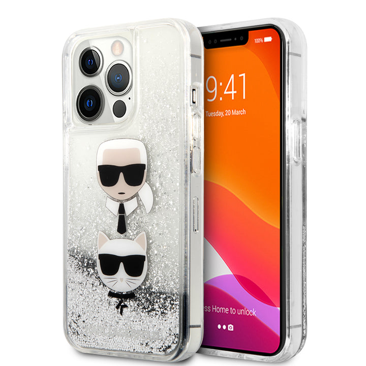 Karl Lagerfeld - iPhone 12/12 Pro - Carcasa Liquid Glitter - Silver