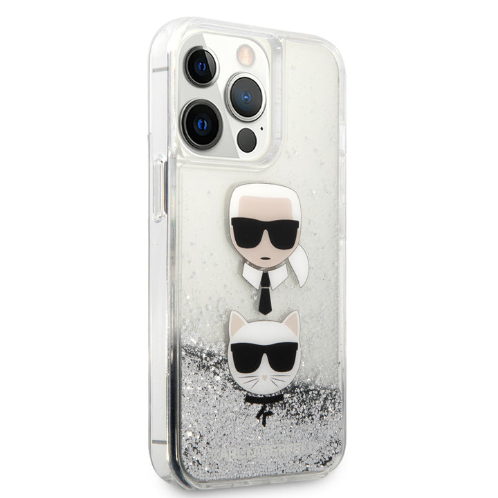 Karl Lagerfeld - iPhone 12/12 Pro - Carcasa Liquid Glitter - Silver