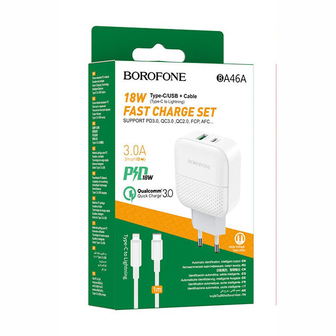 Borofone - BA46A Premium PD QC3.0 charger (Type=C TO IP) (EU)