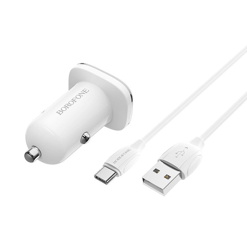 Borofone - BZ12A Lasting power single port QC3.0 in-car charger set(Type-C)