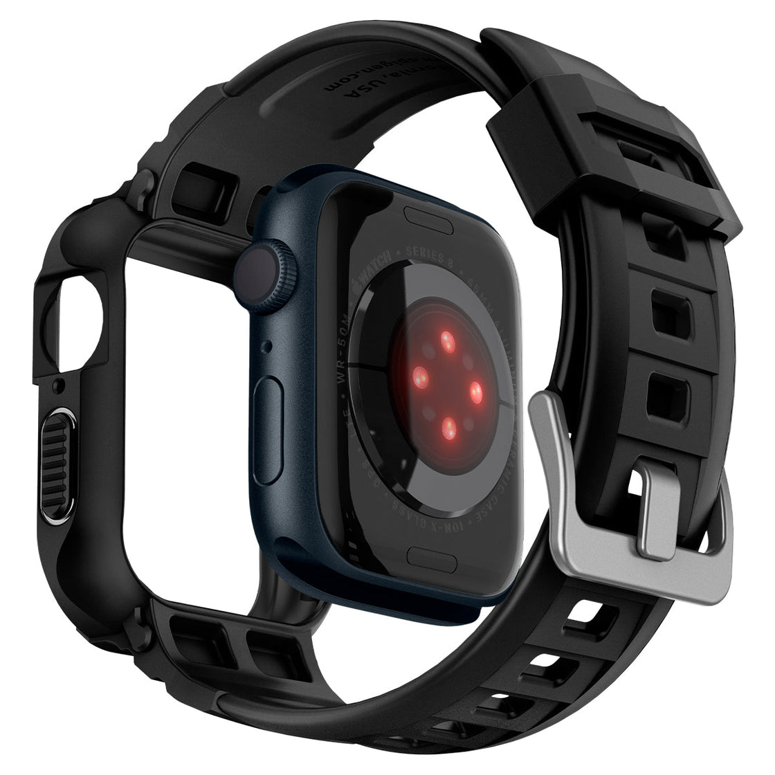 Spigen - Apple Watch Series SE/6/5/4 (45mm) - Carcasa Rugged Armor - Negro