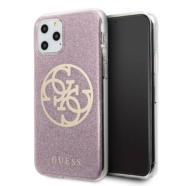 Guess - iPhone 11 Pro Max - Carcasa Glitter Circle 4G - Pink