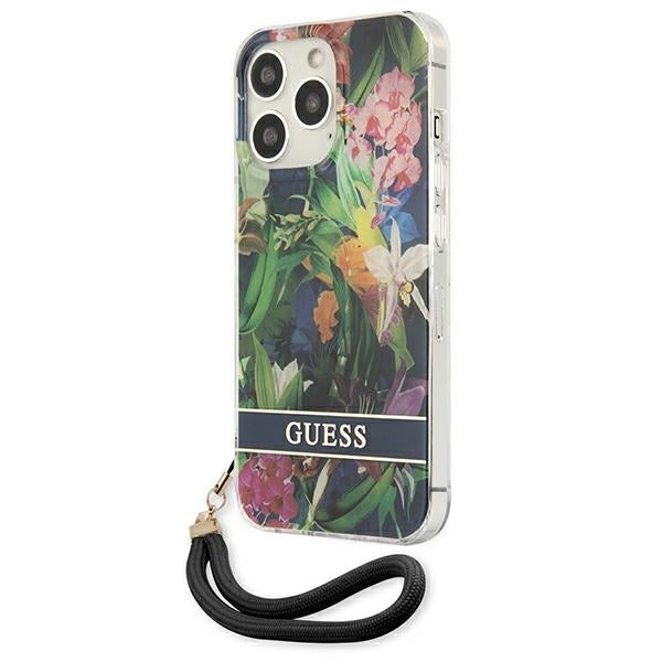 Guess - iPhone 13 Pro Max - Carcasa Flower Cord - Blue