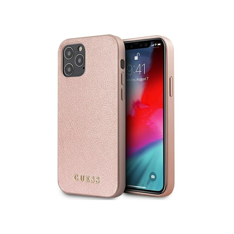 Guess - iPhone 12 Pro Max - Carcasa P.U. Leather Iridescent Collection - Pink