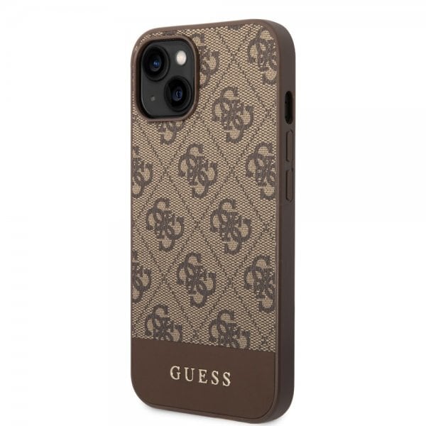 Guess - iPhone 13 Pro Max - Carcasa HC PC/TPU 4G PU BOTTOM STRIPE BROWN