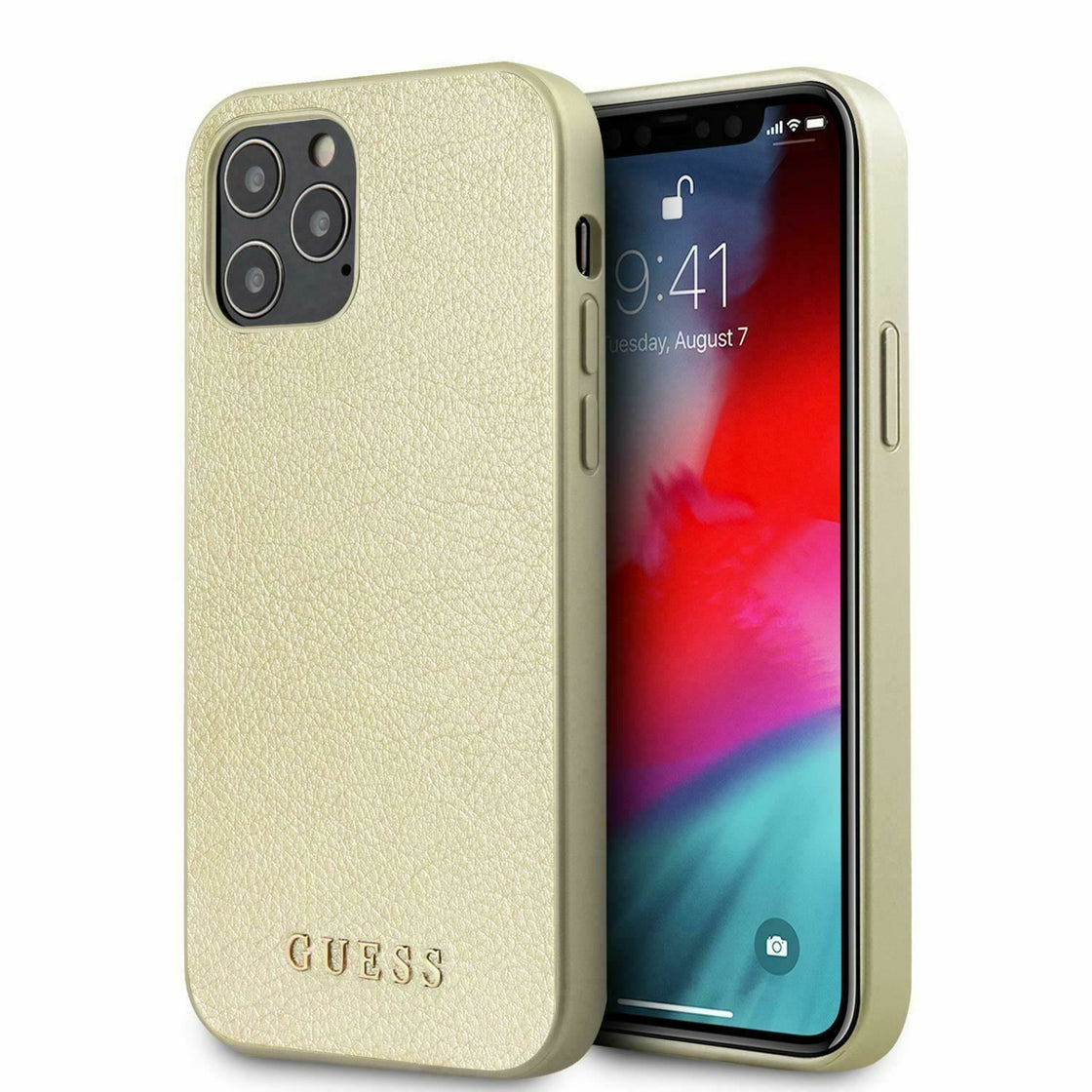 Guess - iPhone 12 Pro Max - Carcasa P.U. Leather Iridescent Collection - Gold