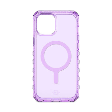 ITSKINS - iPhone 13 Pro Max / 12 Pro Max - Carcasa SUPREME CLEAR Compatible with MagSafe - Light Purple and Light Purple print